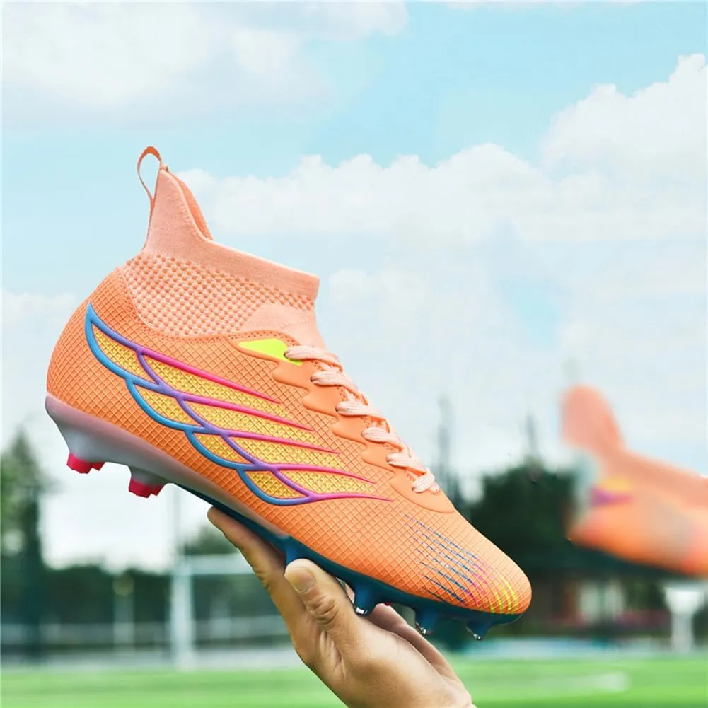 MAUGELY Men's Cleats Firm Ground Soccer Shoes Athletic Lightweight Running Outdoor Turf Comfortable Training Football Shoes
