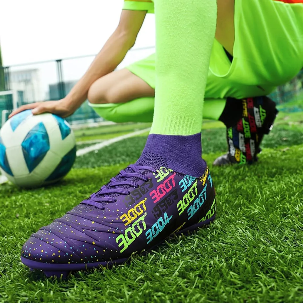 MAUGELY Men's Cleats Firm Ground Soccer Shoes Athletic Lightweight Running Outdoor Turf Comfortable Training Football Shoes