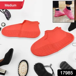 Medium Reusable Silicone Boot Covers (Red, 1 Pair)