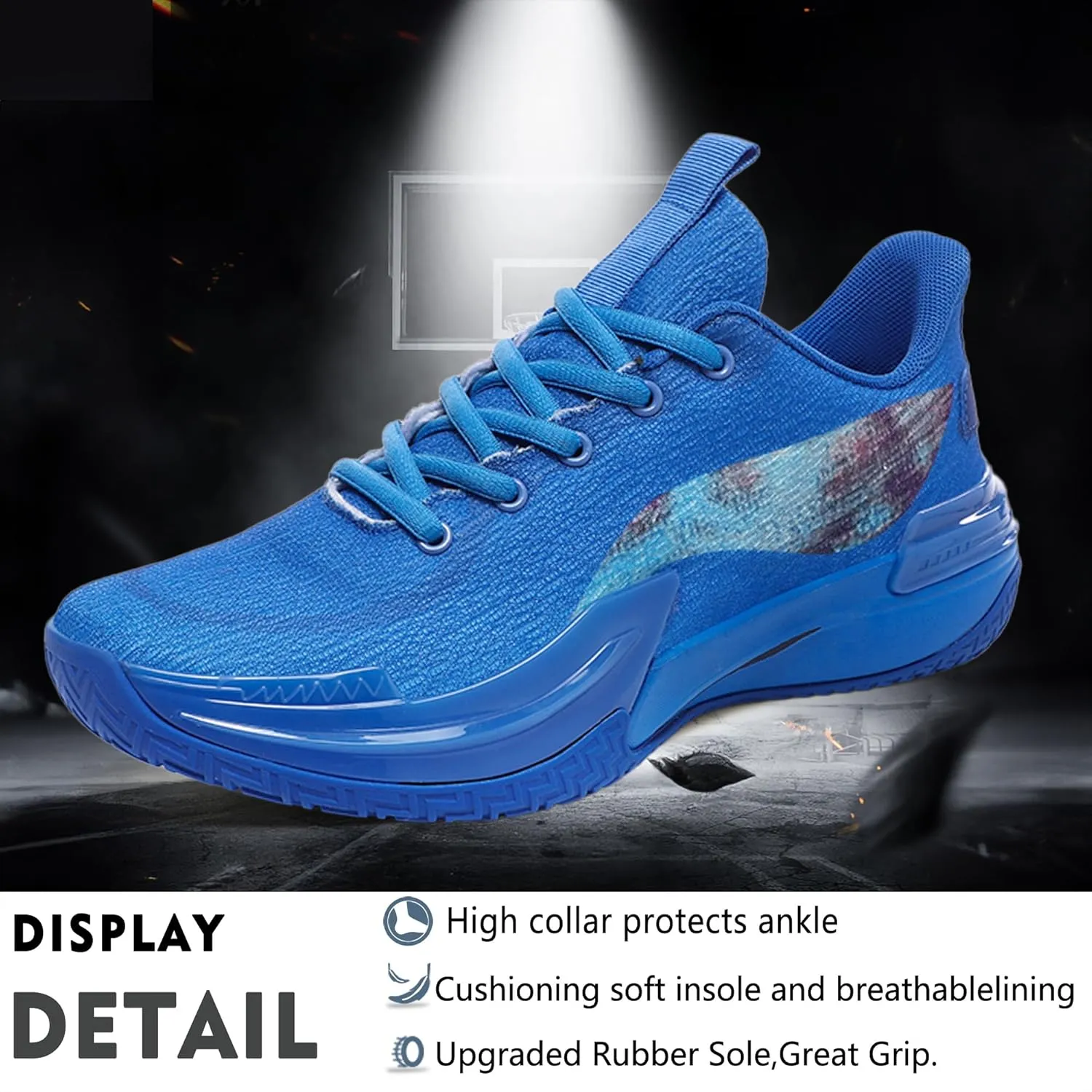 Men Graffiti Basketball Shoes High-Top Sports Shoes Anti-Slip Rubber Soles Indoor Outdoor Sports Running Training Streetwear