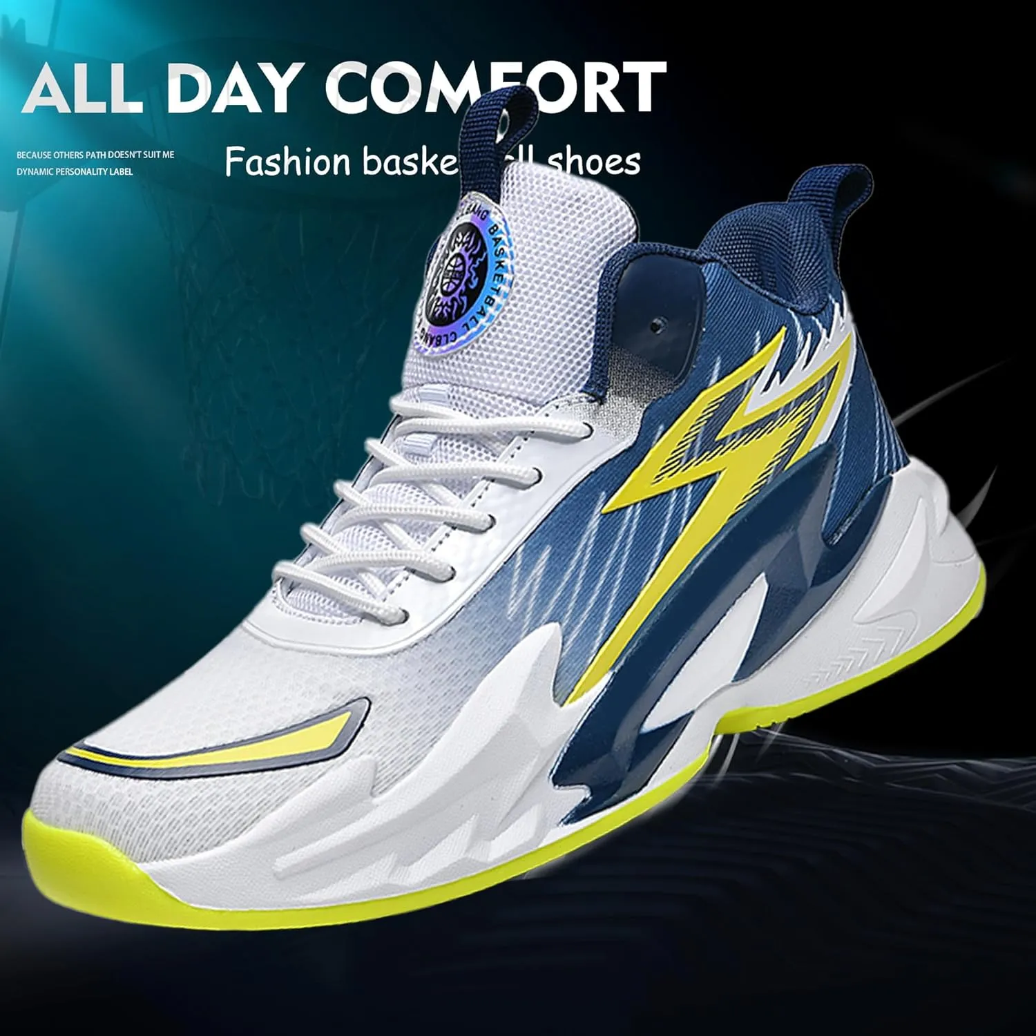 Men Graffiti Basketball Shoes High-Top Sports Shoes Anti-Slip Rubber Soles Indoor Outdoor Sports Running Training Streetwear