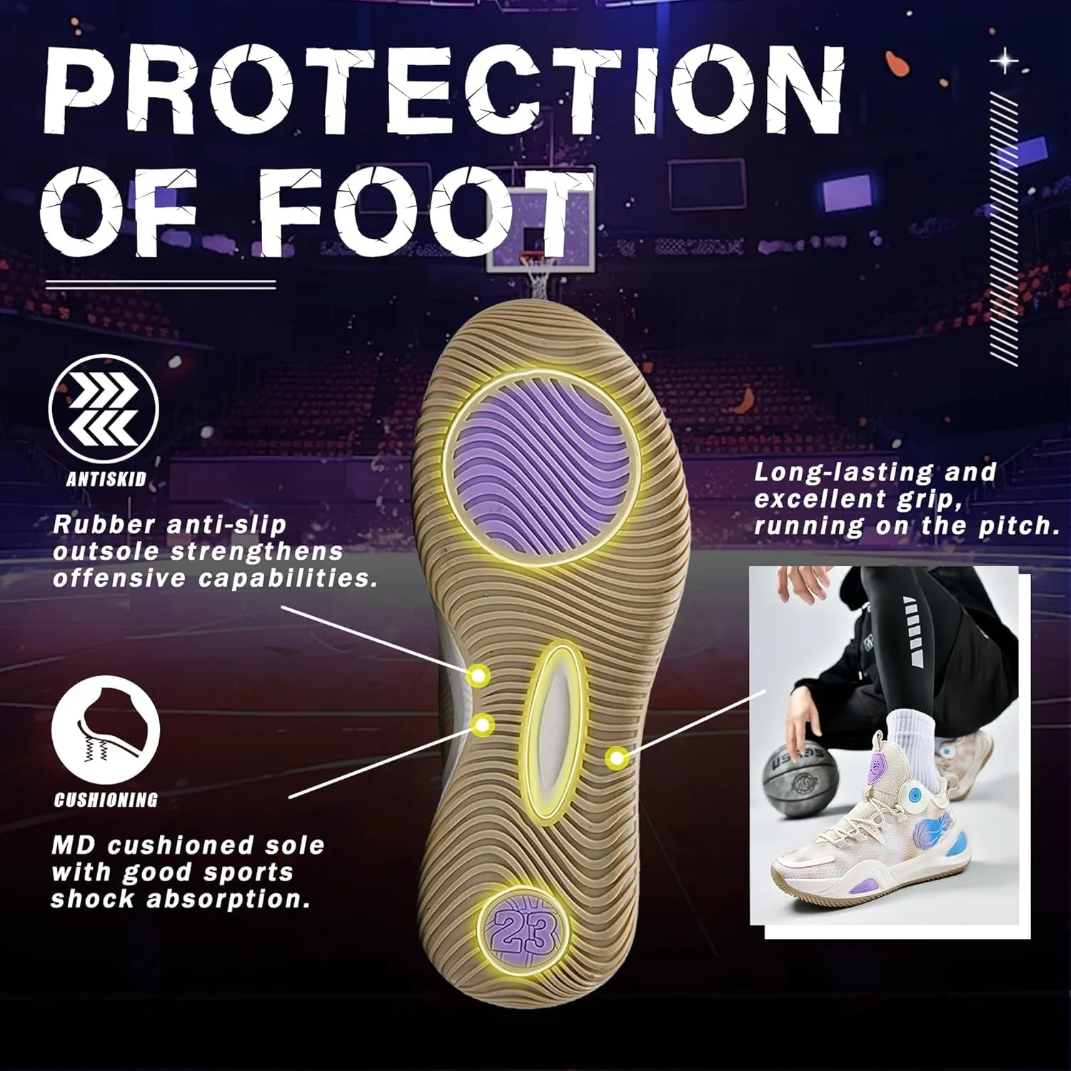 Men's Basketball Shoes Fashionable Breathable Anti Slip Sports Shoes Outdoor Running Fitness Training Shoes