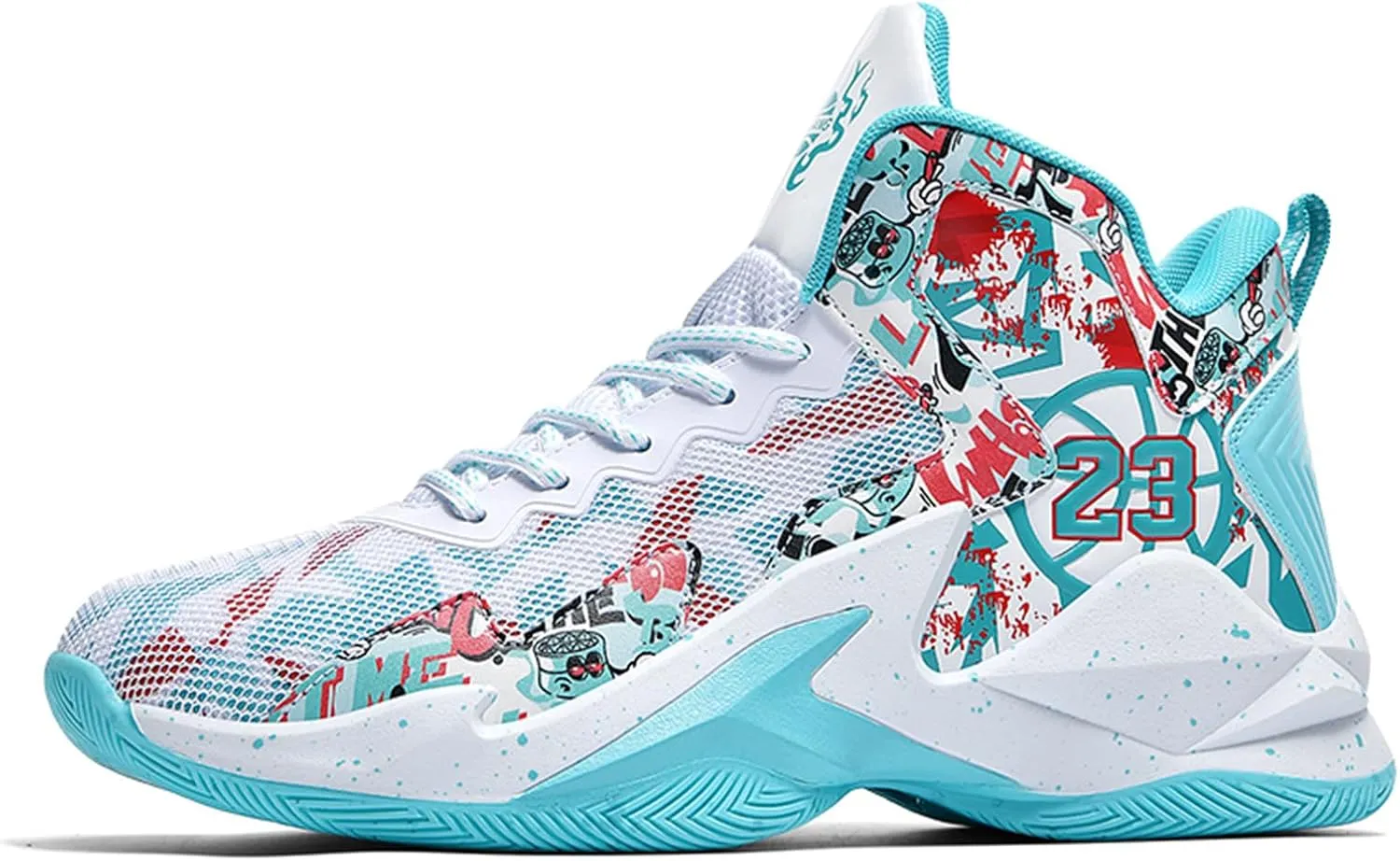 Men's Basketball Shoes No-Slip Breathable Outdoor Shoes Women's Fashion Graffiti Training Shoes