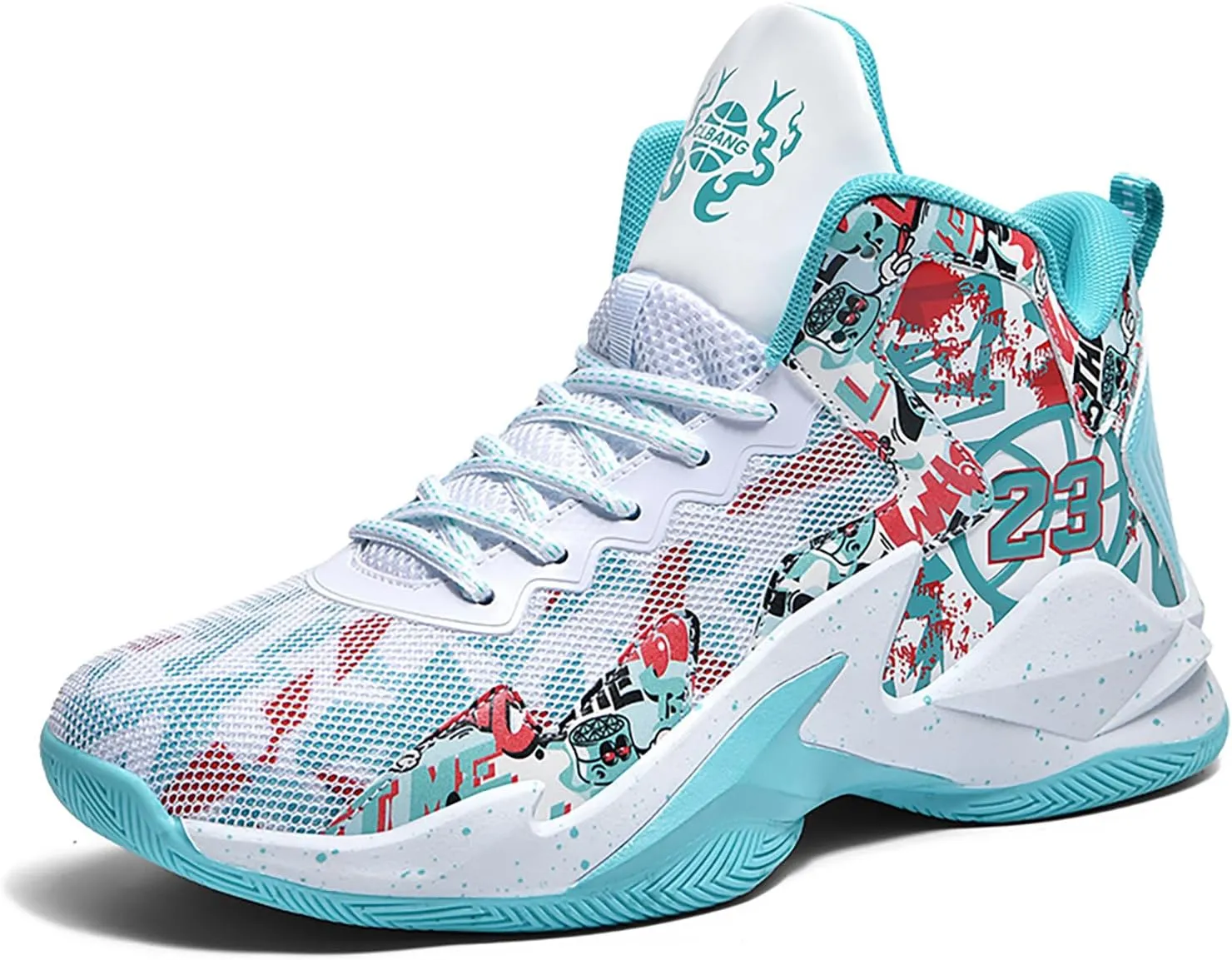 Men's Basketball Shoes No-Slip Breathable Outdoor Shoes Women's Fashion Graffiti Training Shoes