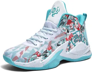 Men's Basketball Shoes No-Slip Breathable Outdoor Shoes Women's Fashion Graffiti Training Shoes