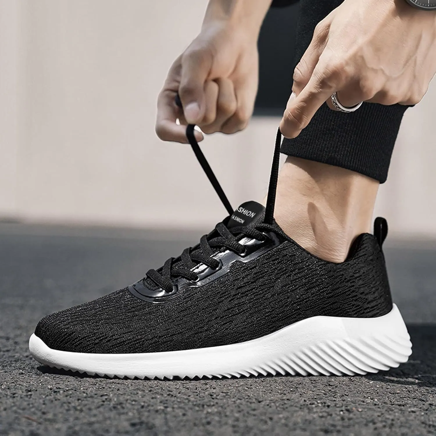 Mens Breathable Lace Up Running Shoes Breathable Casual Comfortable Walking Sneaker Wide Walking Shoes for Men