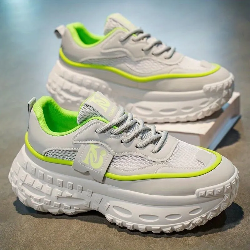 Men's Breathable mesh Casual dad Shoes - Lightweight, Thickened and Shock-Absorbing Soles, Low-top Lacing Design, Suitable for Walking, Running and Daily wear in Spring/Summer