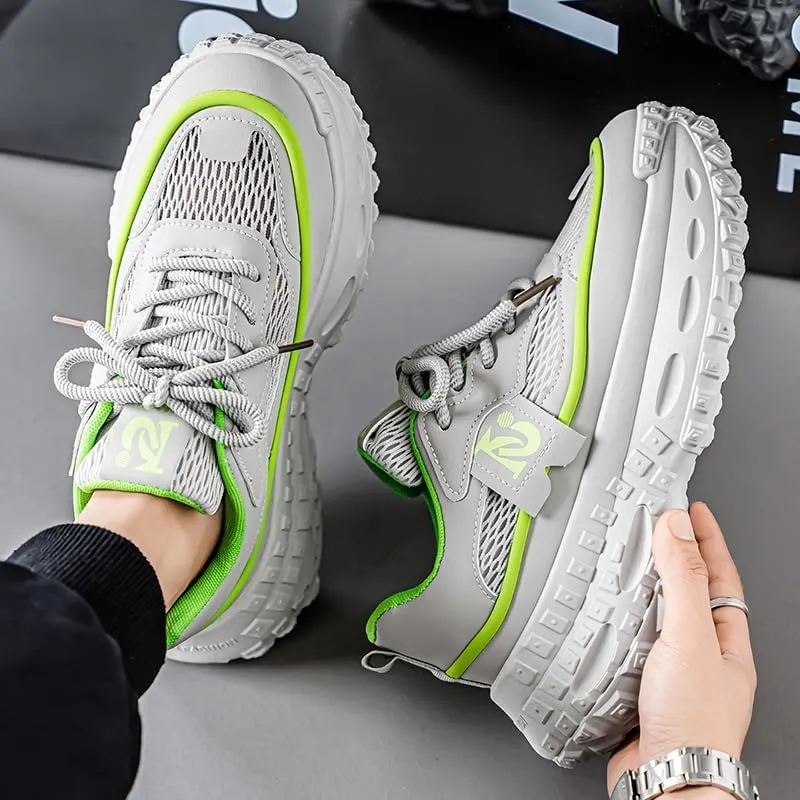 Men's Breathable mesh Casual dad Shoes - Lightweight, Thickened and Shock-Absorbing Soles, Low-top Lacing Design, Suitable for Walking, Running and Daily wear in Spring/Summer