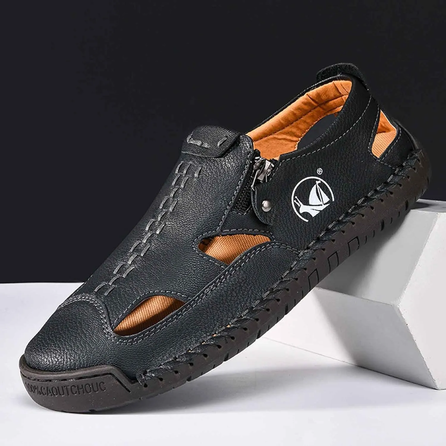 Men's Breathable Slip On Sandals for Casual Walking Outdoor Beach Comfortable Lightweight Non Slip Durable Fisherman Flat Sandals