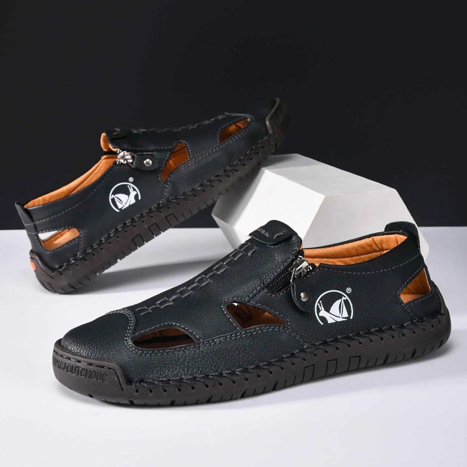 Men's Breathable Slip On Sandals for Casual Walking Outdoor Beach Comfortable Lightweight Non Slip Durable Fisherman Flat Sandals