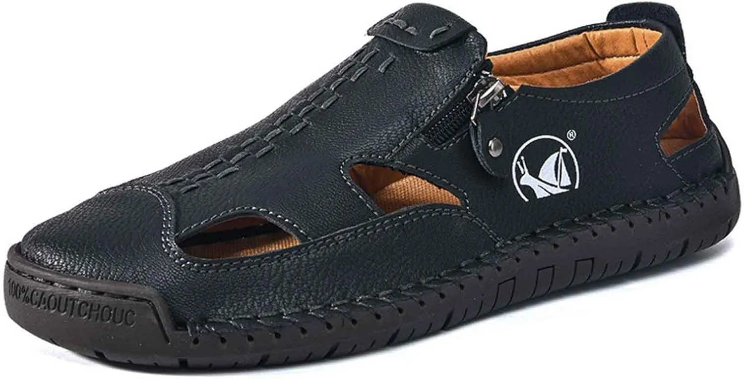 Men's Breathable Slip On Sandals for Casual Walking Outdoor Beach Comfortable Lightweight Non Slip Durable Fisherman Flat Sandals