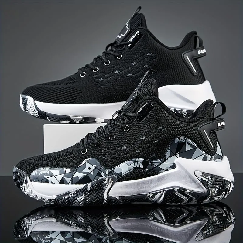 Men's Casual Sneakers, Non-Slip Wear Resistant Lace-up Shoes with Rubber Sole for Sports Activities Like Basketball Running