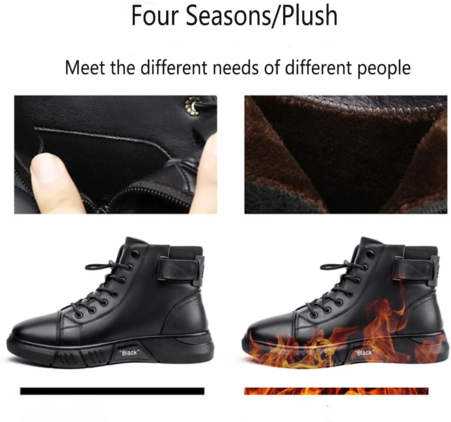 Men's Classic Business Italian Cashmere Chukka Boots Comfortable Non-Slip Shock-Absorbing Side Zipper Ankle Boots Casual Leather Fashion Round Toe Leather Boots