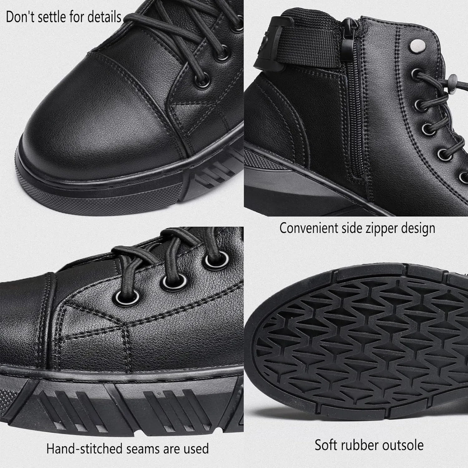 Men's Classic Business Italian Cashmere Chukka Boots Comfortable Non-Slip Shock-Absorbing Side Zipper Ankle Boots Casual Leather Fashion Round Toe Leather Boots