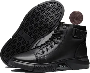 Men's Classic Business Italian Cashmere Chukka Boots Comfortable Non-Slip Shock-Absorbing Side Zipper Ankle Boots Casual Leather Fashion Round Toe Leather Boots