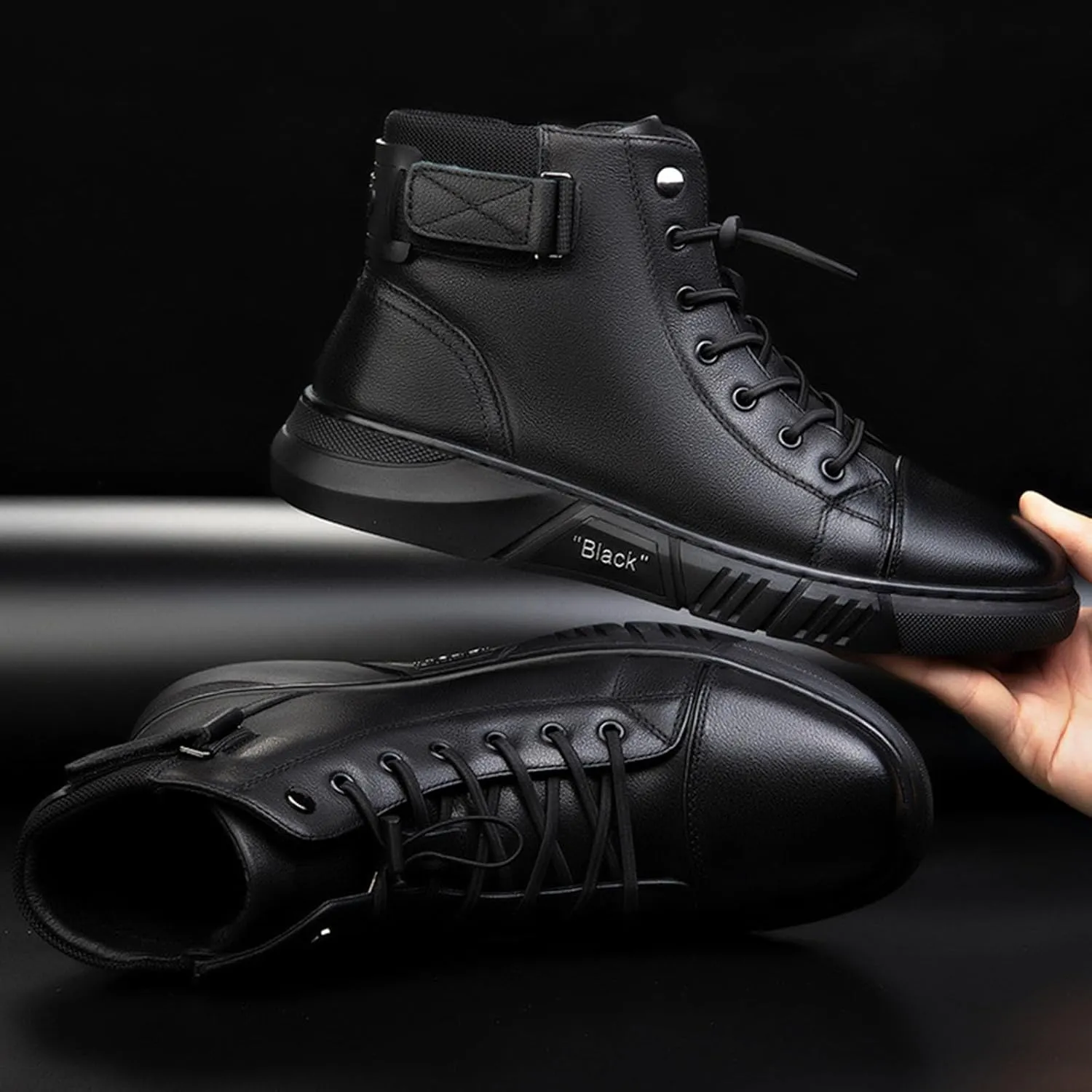 Men's Classic Business Italian Cashmere Chukka Boots Comfortable Non-Slip Shock-Absorbing Side Zipper Ankle Boots Casual Leather Fashion Round Toe Leather Boots