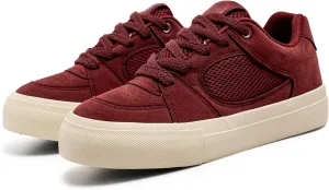 Men's Fashion Hollow Suede Leather Platform Lace Up Sneakers Casual Low Top Breathable Lightweight Walking Trainers Tennis Skate Shoes