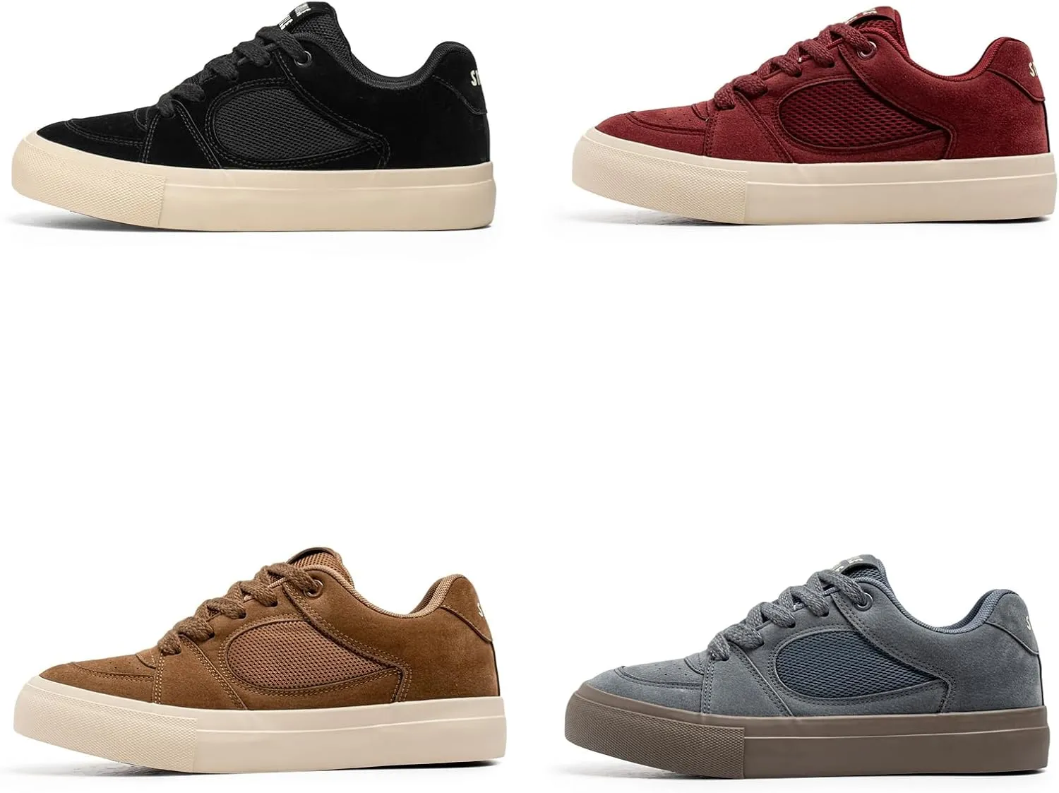 Men's Fashion Hollow Suede Leather Platform Lace Up Sneakers Casual Low Top Breathable Lightweight Walking Trainers Tennis Skate Shoes