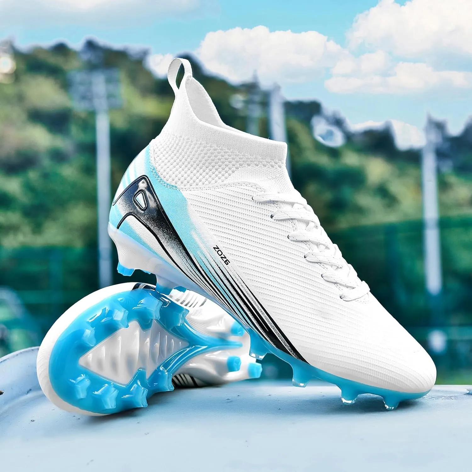 Men's High Top Soccer Shoes AG Long Spikes Men's and Women's High-Top Students Game Sports Training Soccer Cleats Shoes