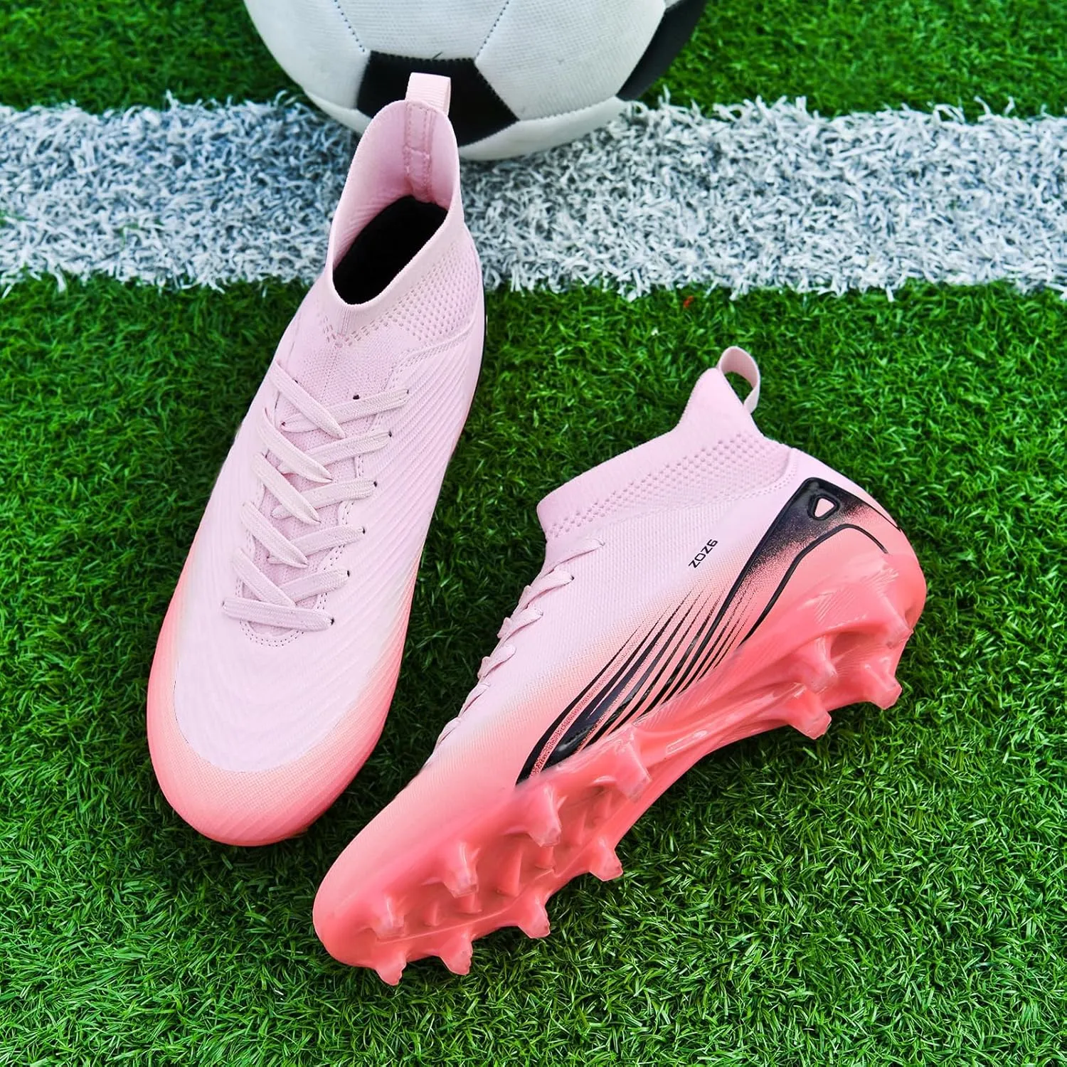 Men's High Top Soccer Shoes AG Long Spikes Men's and Women's High-Top Students Game Sports Training Soccer Cleats Shoes