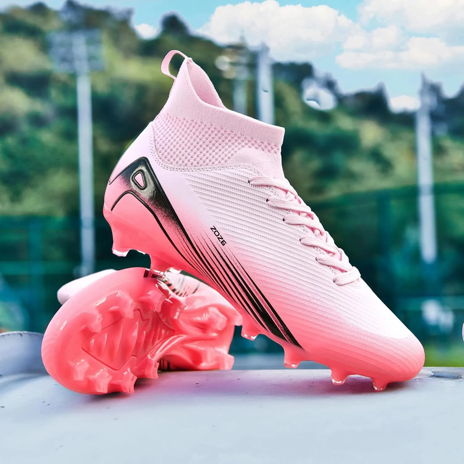Men's High Top Soccer Shoes AG Long Spikes Men's and Women's High-Top Students Game Sports Training Soccer Cleats Shoes