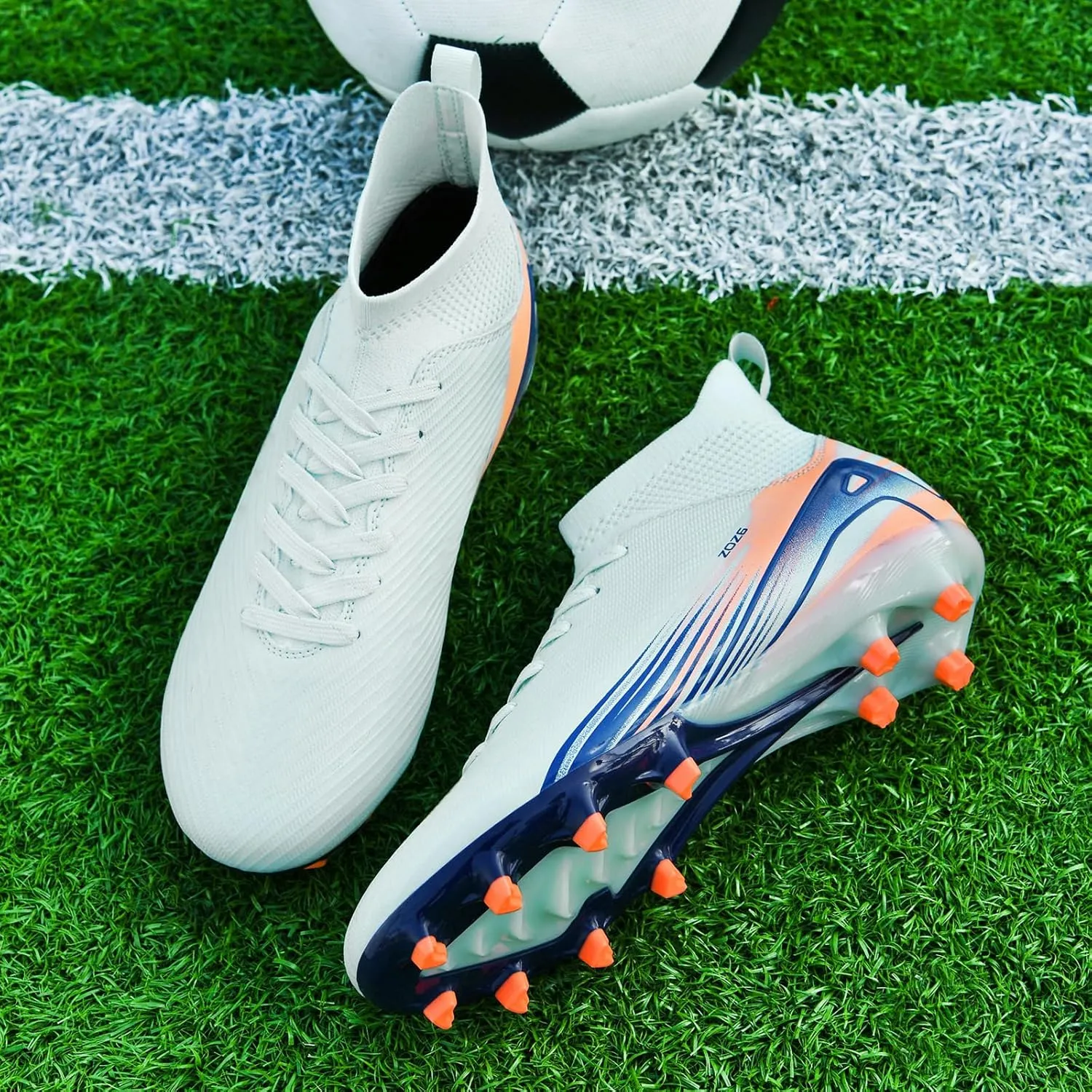 Men's High Top Soccer Shoes AG Long Spikes Men's and Women's High-Top Students Game Sports Training Soccer Cleats Shoes
