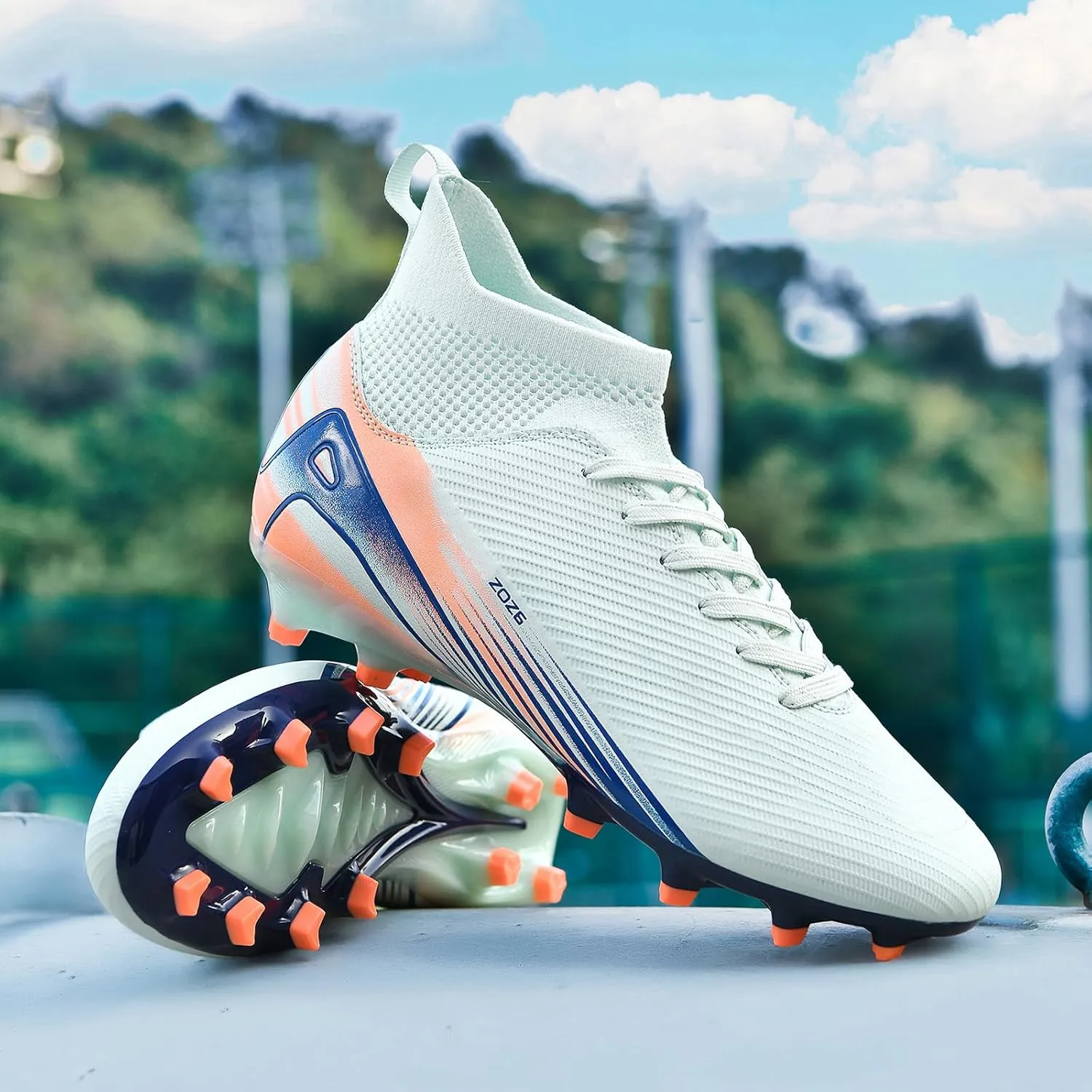 Men's High Top Soccer Shoes AG Long Spikes Men's and Women's High-Top Students Game Sports Training Soccer Cleats Shoes