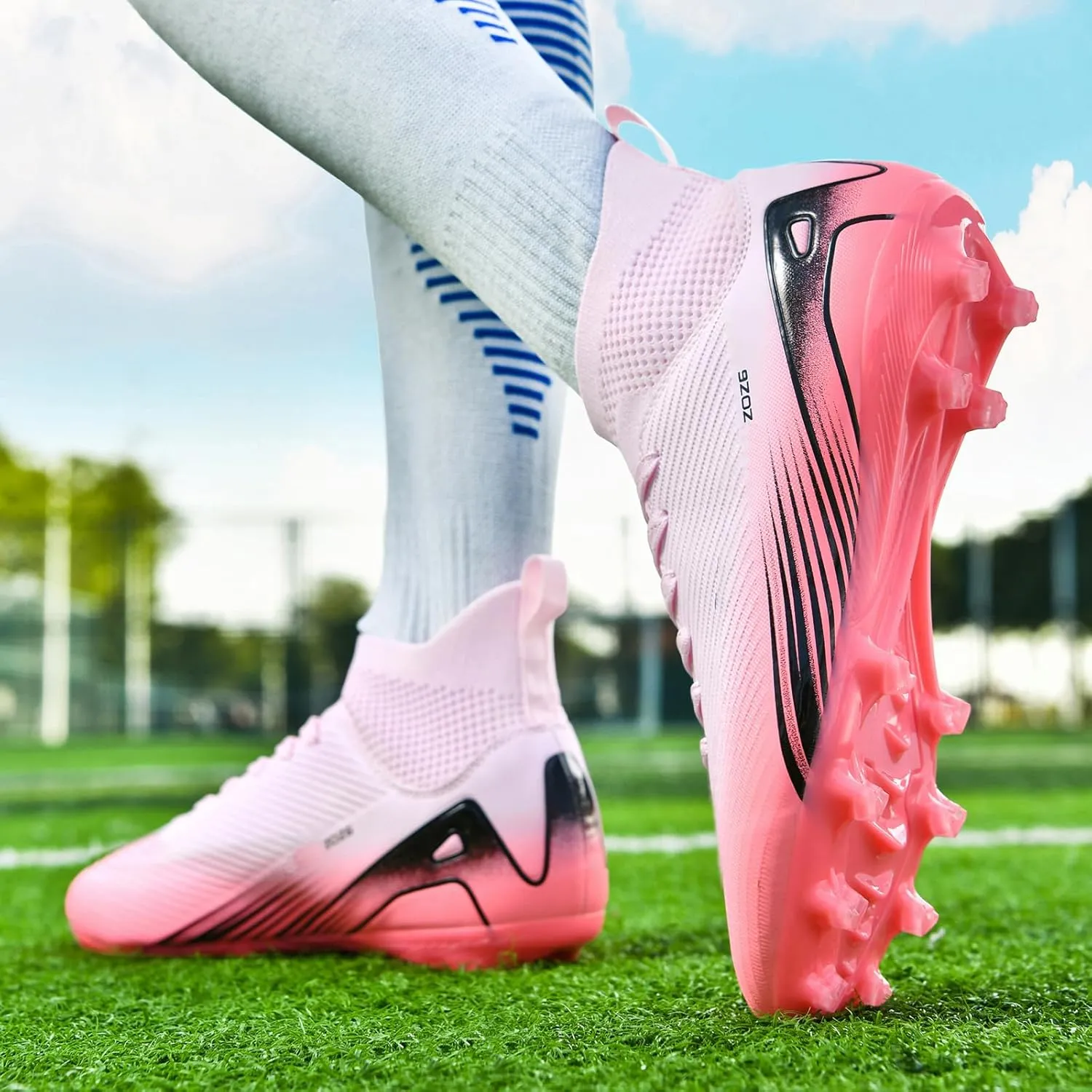 Men's High Top Soccer Shoes AG Long Spikes Men's and Women's High-Top Students Game Sports Training Soccer Cleats Shoes
