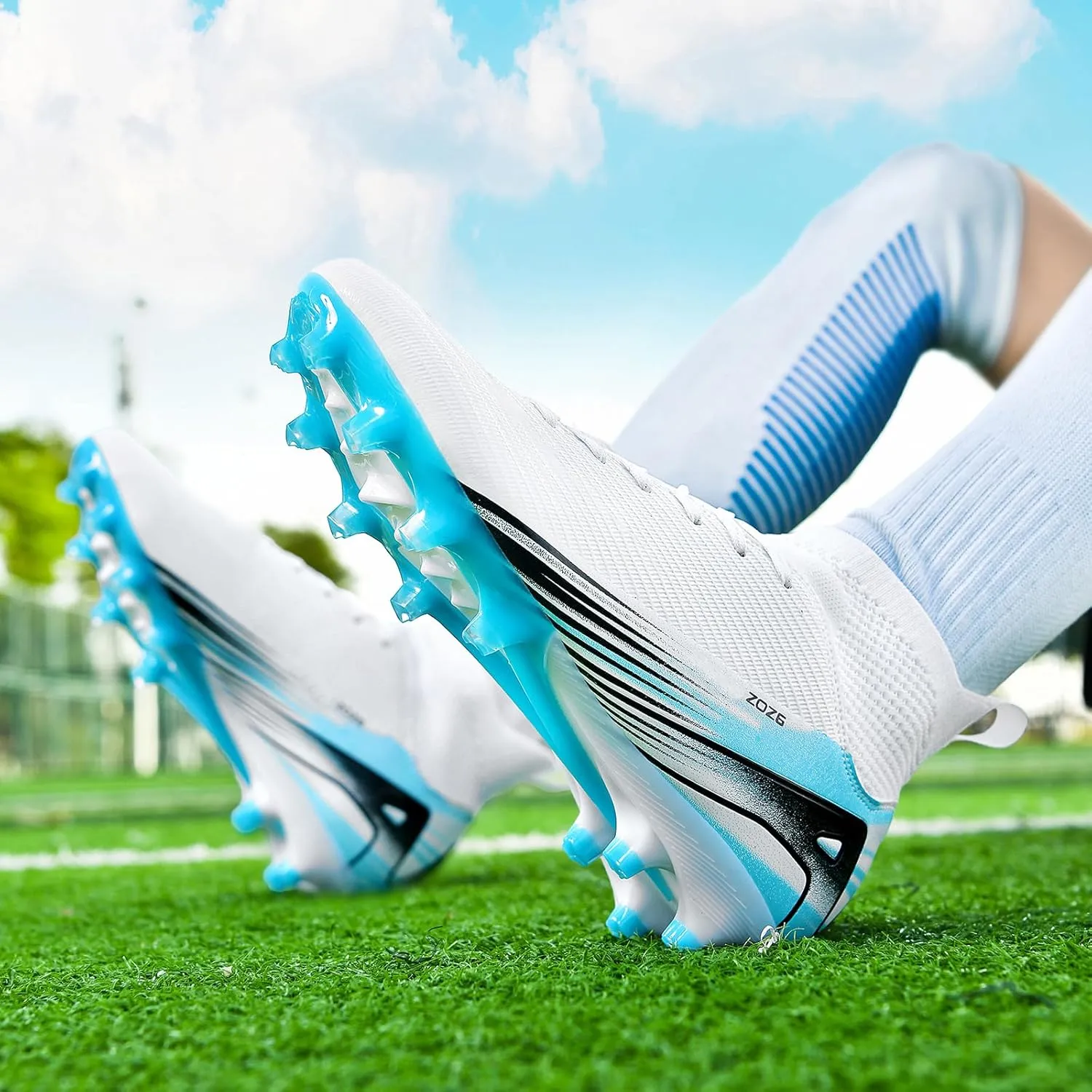 Men's High Top Soccer Shoes AG Long Spikes Men's and Women's High-Top Students Game Sports Training Soccer Cleats Shoes