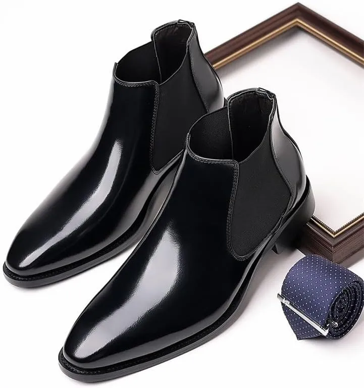 Men's Leather Shoes Business Casual Shoes Formal Shoes Slip-on Mid-top Work Boots Rubber Sole Breathable Flexible Shock-Absorbing Comfortable(D,6.5)