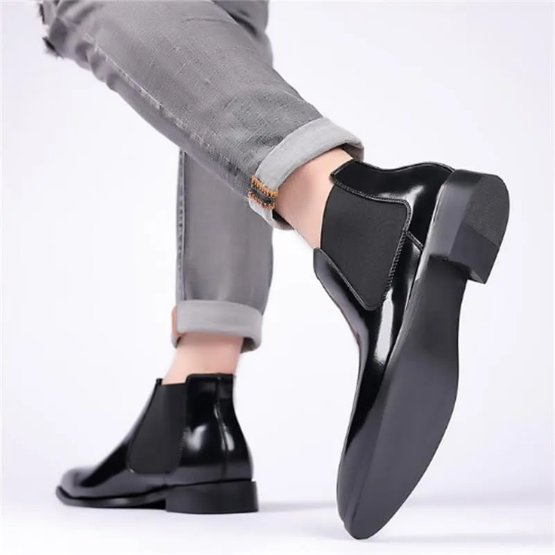 Men's Leather Shoes Business Casual Shoes Formal Shoes Slip-on Mid-top Work Boots Rubber Sole Breathable Flexible Shock-Absorbing Comfortable(D,6.5)