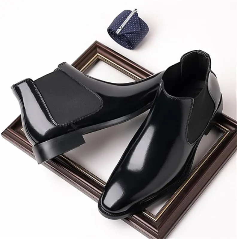 Men's Leather Shoes Business Casual Shoes Formal Shoes Slip-on Mid-top Work Boots Rubber Sole Breathable Flexible Shock-Absorbing Comfortable(D,6.5)