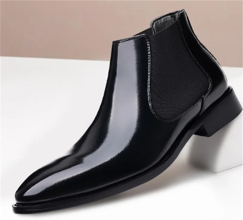 Men's Leather Shoes Business Casual Shoes Formal Shoes Slip-on Mid-top Work Boots Rubber Sole Breathable Flexible Shock-Absorbing Comfortable(D,6.5)