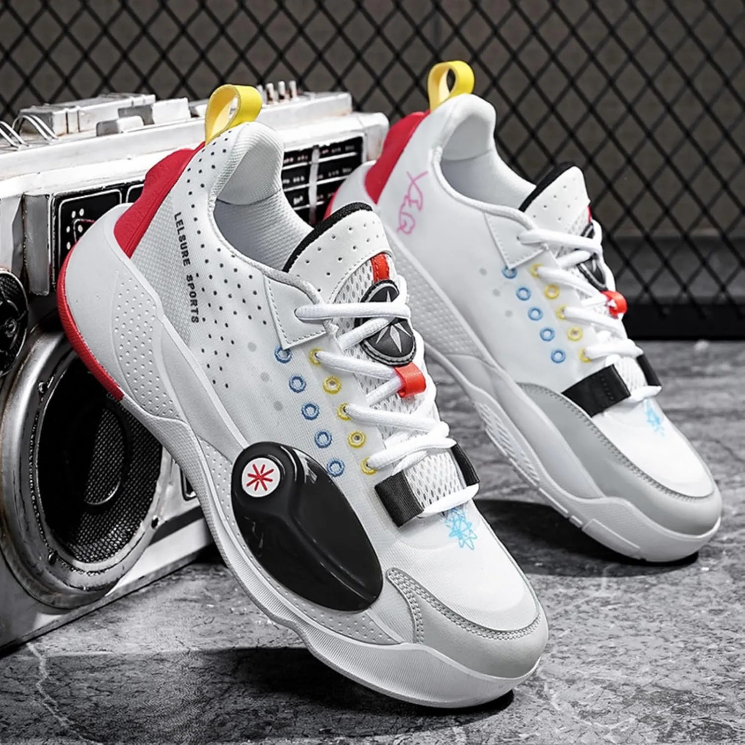 Men's Lightweight Mesh Platform Basketball Shoes Fashion High Top Non Slip Sport Sneakers for Walking Running Tennis Daily Driving