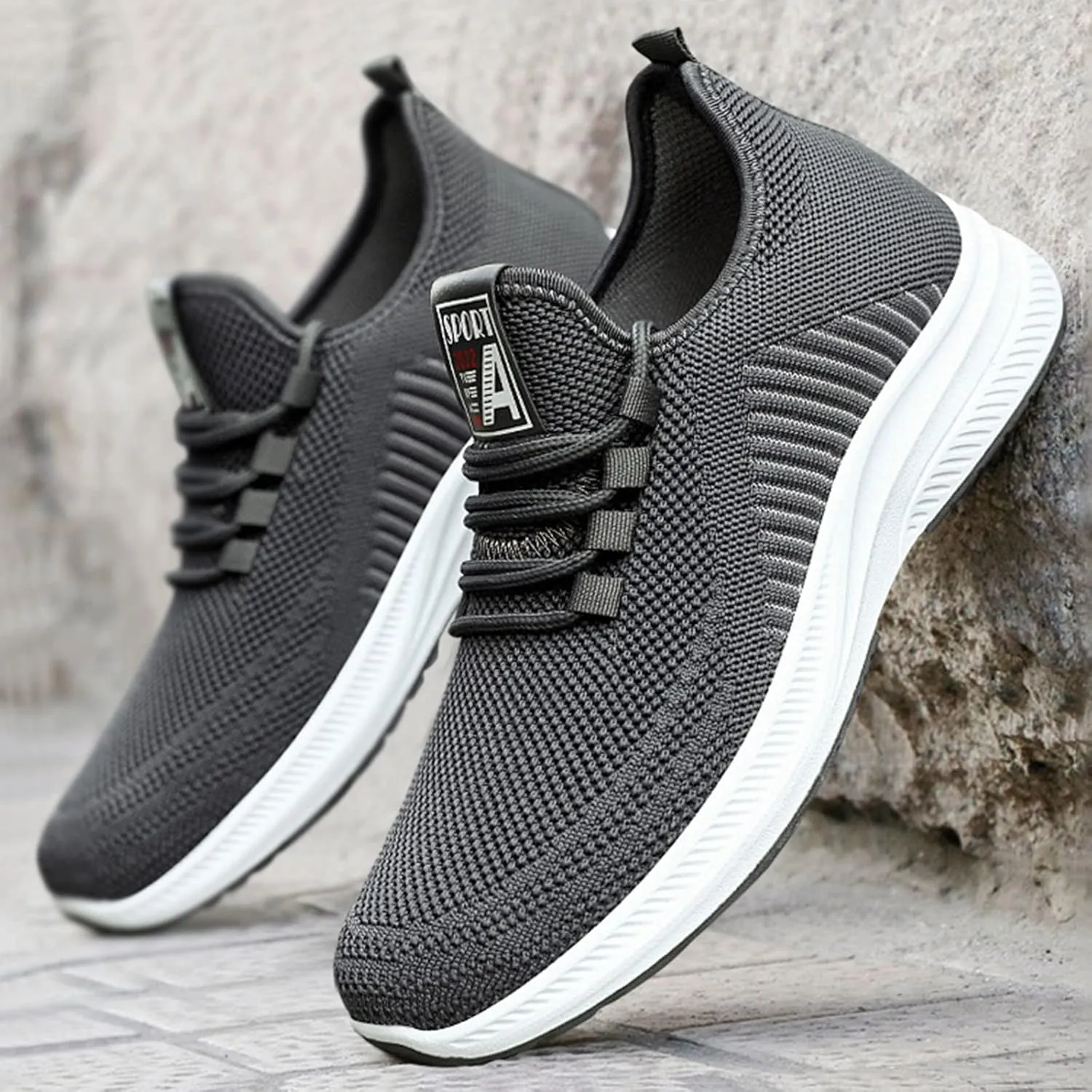 Men's Sneakers Mens Black Sneakers Breathable Mesh Fashion Wide Toe Box Sneaker Lightweight Breathable Mesh Slide Shoe Work Shoes Men Shoe