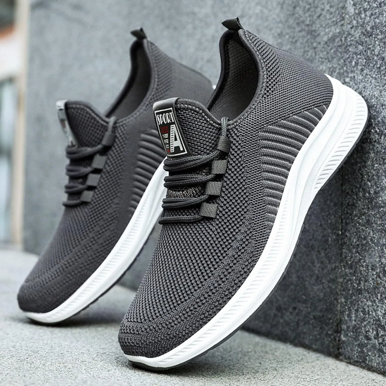 Men's Sneakers Mens Black Sneakers Breathable Mesh Fashion Wide Toe Box Sneaker Lightweight Breathable Mesh Slide Shoe Work Shoes Men Shoe