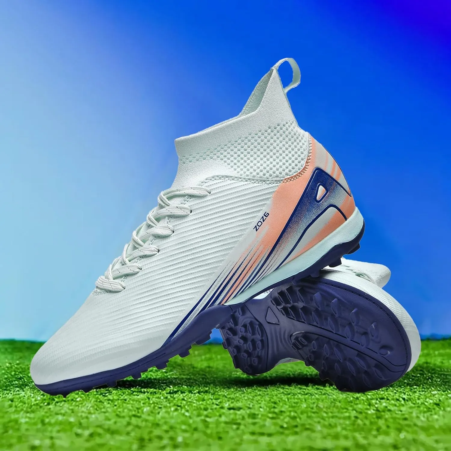 Men's Soccer Shoes Cleats Professional High-Top Athletic Turf Football Shoes Outdoor/Indoor Professional Futsal Football Training Sneakers