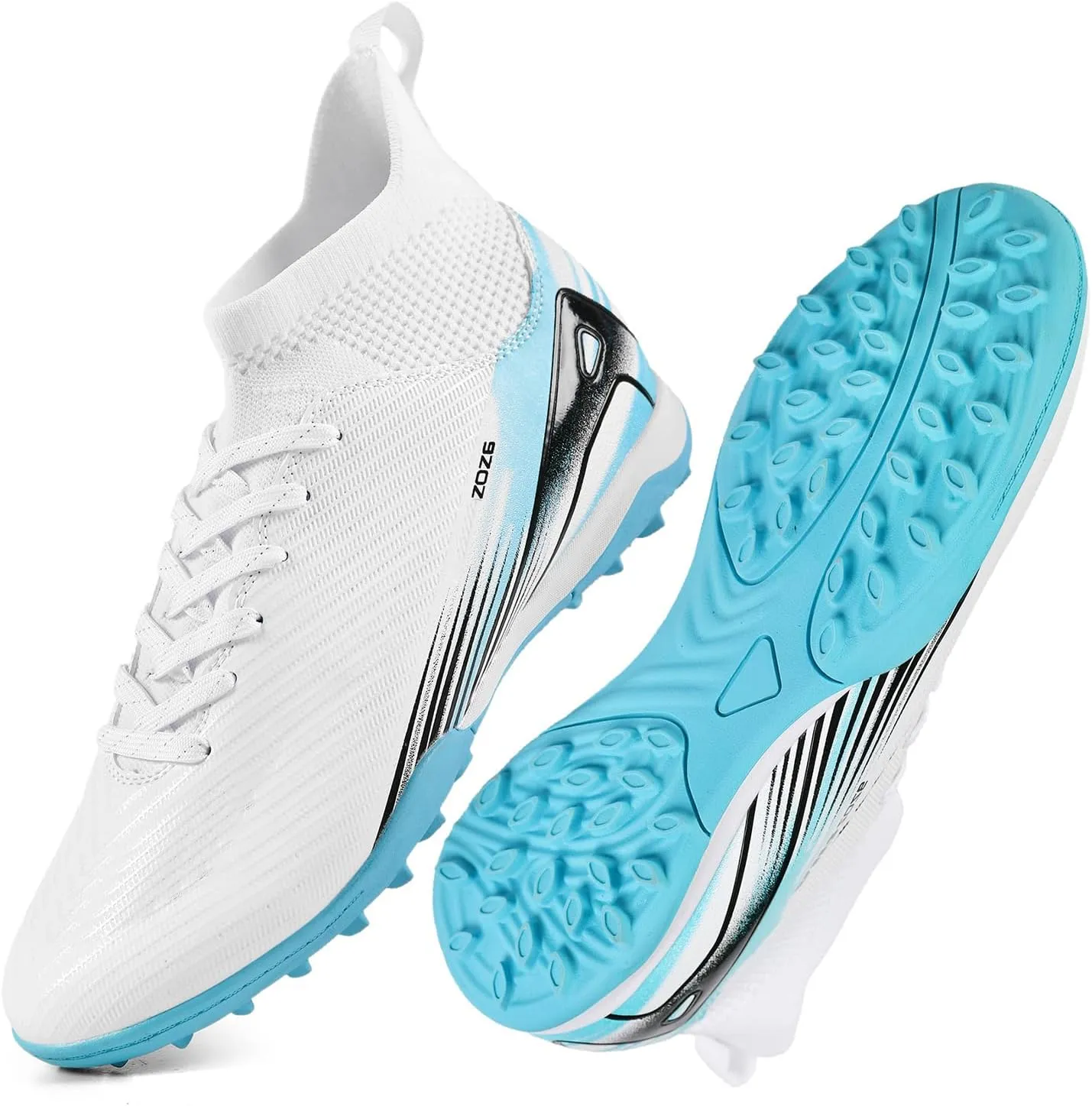 Men's Soccer Shoes Cleats Professional High-Top Athletic Turf Football Shoes Outdoor/Indoor Professional Futsal Football Training Sneakers