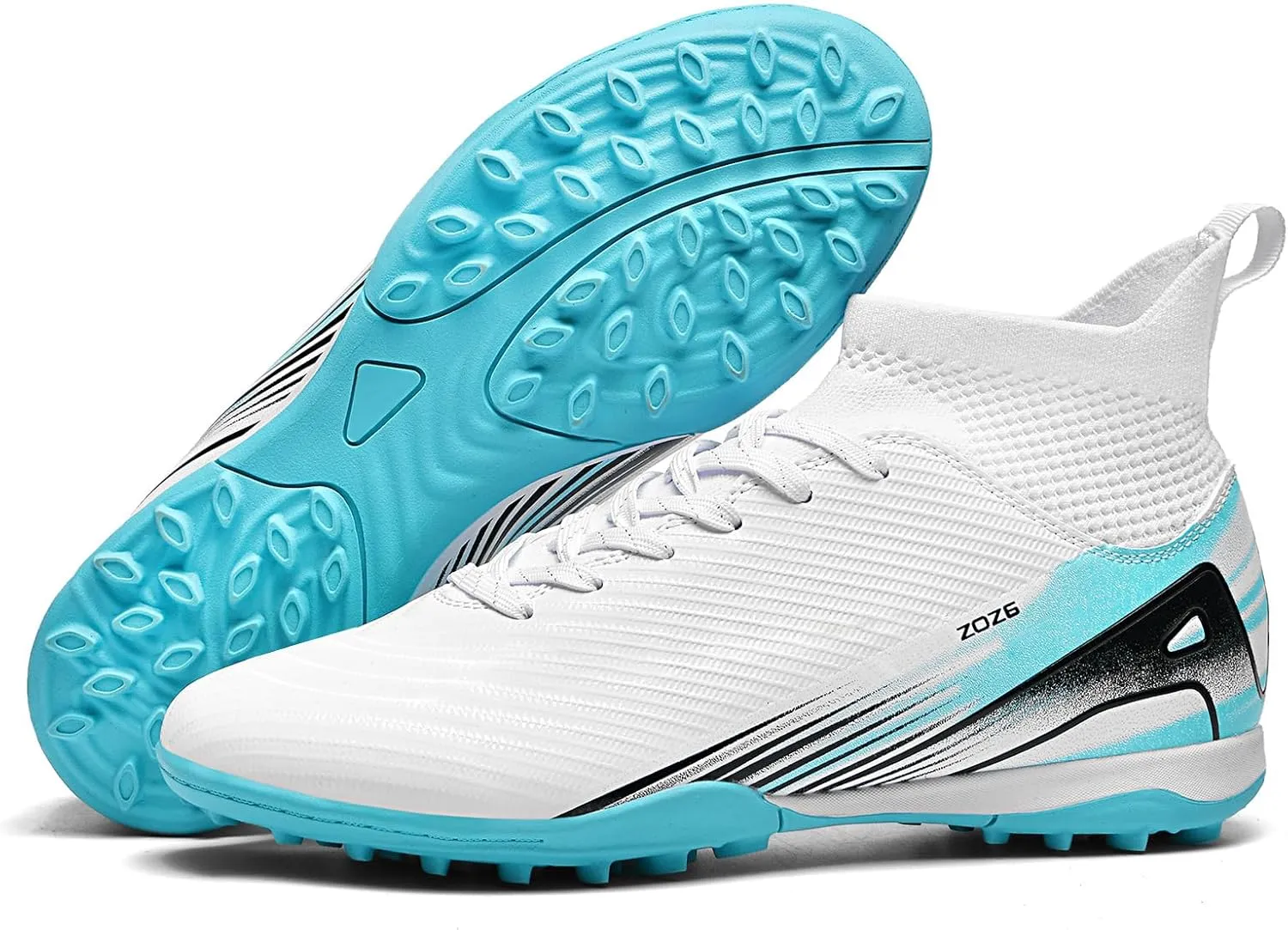 Men's Soccer Shoes Cleats Professional High-Top Athletic Turf Football Shoes Outdoor/Indoor Professional Futsal Football Training Sneakers