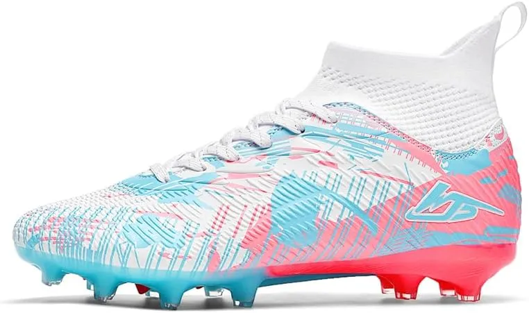 Men's Soccer Shoes Football Cleats High-Tops Lace-Up Non-Slip Spikes Indoor Outdoor Sports Athletic Baseball Lacrosse Sneaker