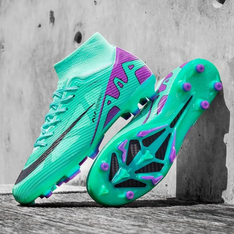 Men's Soccer Shoes Football Cleats High-Tops Lace-Up Non-Slip Spikes Indoor Outdoor Sports Athletic Baseball Lacrosse Sneaker