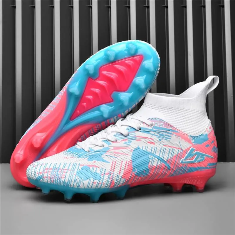 Men's Soccer Shoes Football Cleats High-Tops Lace-Up Non-Slip Spikes Indoor Outdoor Sports Athletic Baseball Lacrosse Sneaker