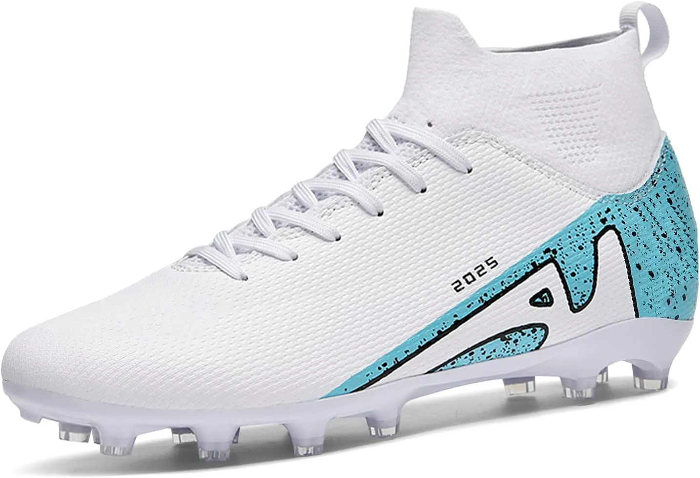 Men's Soccer Shoes High-Tops Lace-Up Non-Slip Spikes Indoor Football Futsal TF Turf Cleats