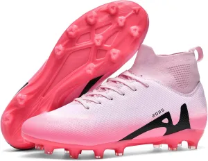 Men's Soccer Shoes High-Tops Lace-Up Non-Slip Spikes Indoor Football Futsal TF Turf Cleats