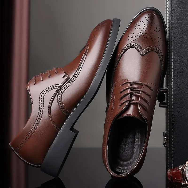 Men's Waterproof Oxford Dress Shoes with Soft Leather Upper and Padded Collar, Ideal for Rainy Days and Professional Environments