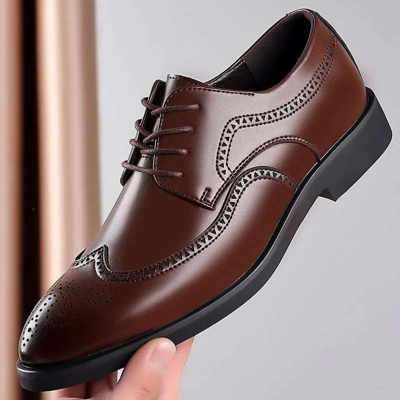 Men's Waterproof Oxford Dress Shoes with Soft Leather Upper and Padded Collar, Ideal for Rainy Days and Professional Environments