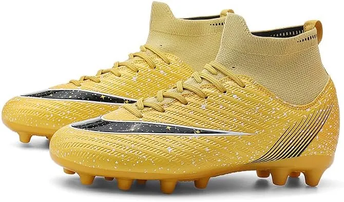 Men's Womens Soccer Shoes Football Cleats High-Tops Lace-Up Non-Slip Spikes Indoor Outdoor Sports Athletic Baseball Lacrosse Sneaker