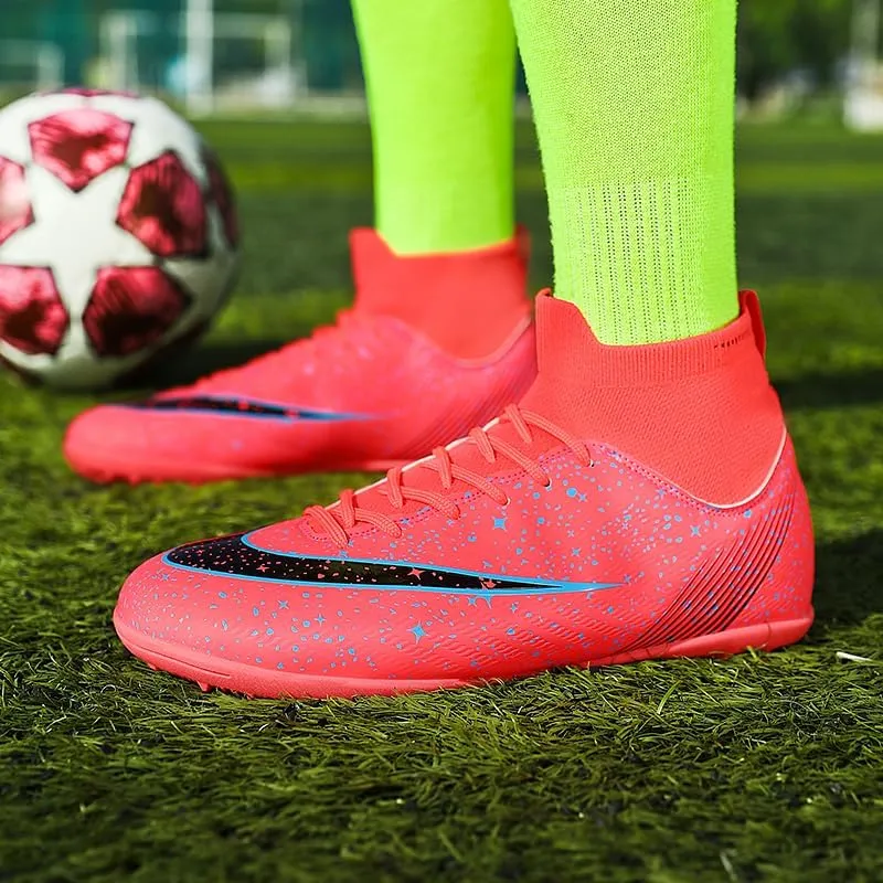 Men's Womens Soccer Shoes Football Cleats High-Tops Lace-Up Non-Slip Spikes Indoor Outdoor Sports Athletic Baseball Lacrosse Sneaker