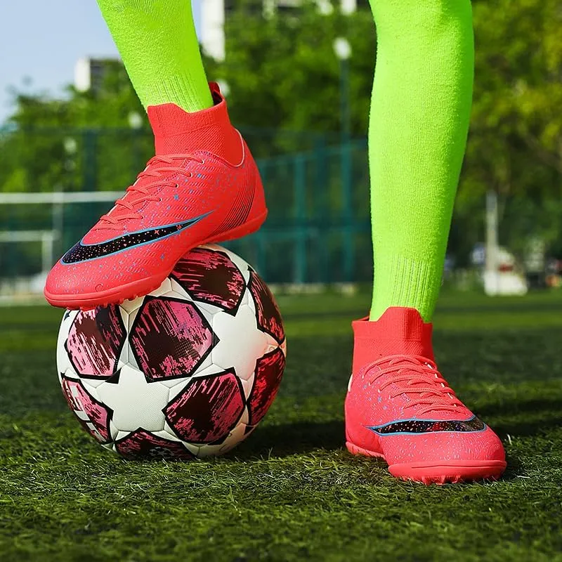 Men's Womens Soccer Shoes Football Cleats High-Tops Lace-Up Non-Slip Spikes Indoor Outdoor Sports Athletic Baseball Lacrosse Sneaker