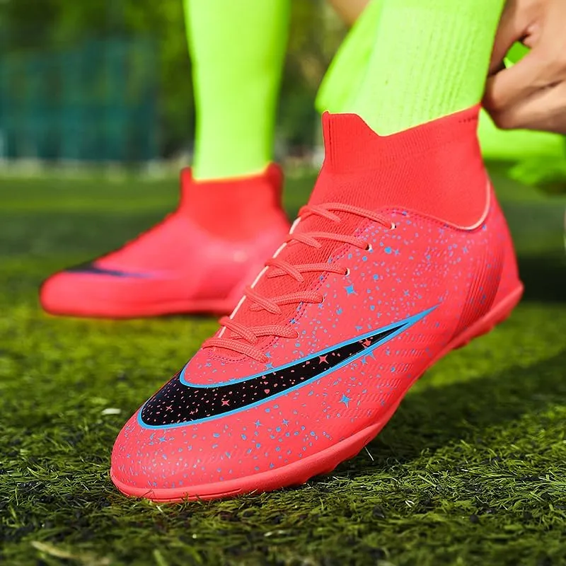 Men's Womens Soccer Shoes Football Cleats High-Tops Lace-Up Non-Slip Spikes Indoor Outdoor Sports Athletic Baseball Lacrosse Sneaker